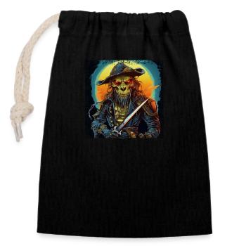 Mort-vivant Alien Pirate Captain Grunge - Sac cadeau en coton avec cordon (14 x 20 cm) - noir - Devant