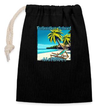 Sommerurlaub Fulhadhoo Island: Grunge - Verschließbarer Geschenkbeutel aus Baumwolle (14x20cm) - Schwarz - Vorne
