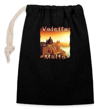 Malta Valletta Red Colors Downtown Old Town - Closable cotton gift bag (14x20cm) - black - Front