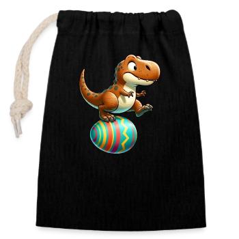 Tanzender T-Rex, Oster-Eierschalen-Spaß - Verschließbarer Geschenkbeutel aus Baumwolle (14x20cm) - Schwarz - Vorne