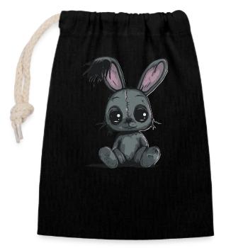Peluche Lapin Mignon - Sac cadeau en coton avec cordon (14 x 20 cm) - noir - Devant