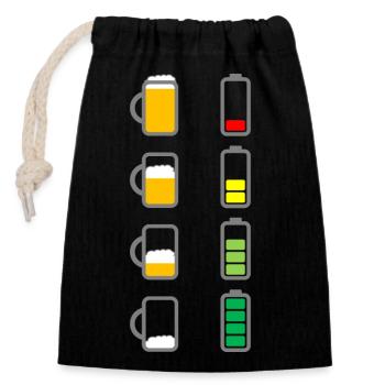 Recharge beer battery - Closable cotton gift bag (14x20cm) - black - Front