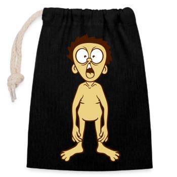 naked frightened scared shock screaming boy - Closable cotton gift bag (14x20cm) - black - Front