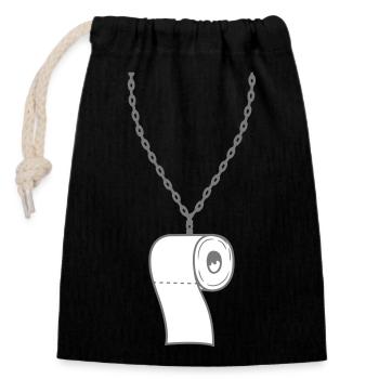 collier anhaenger bijoux toilettes papier klopa - Sac cadeau en coton avec cordon (14 x 20 cm) - noir - Devant