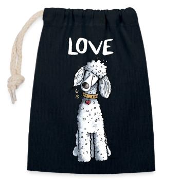 I Love Pudel - Verschließbarer Geschenkbeutel aus Baumwolle (14x20cm) - Navy - Vorne