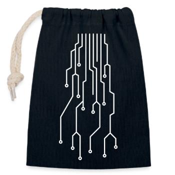 Carte de circuit informatique futuriste - Sac cadeau en coton avec cordon (14 x 20 cm) - bleu marine - Devant
