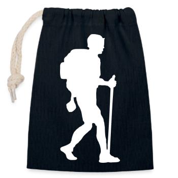 Hiker backpacker white - Closable cotton gift bag (14x20cm) - navy - Front