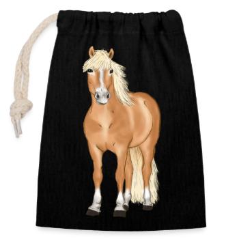 blonde Haflinger - Closable cotton gift bag (14x20cm) - black - Front