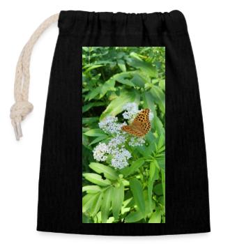 Freedom of the butterfly - Closable cotton gift bag (14x20cm) - black - Front