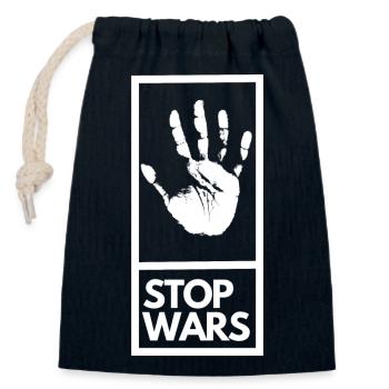 Stop wars - Closable cotton gift bag (14x20cm) - navy - Front