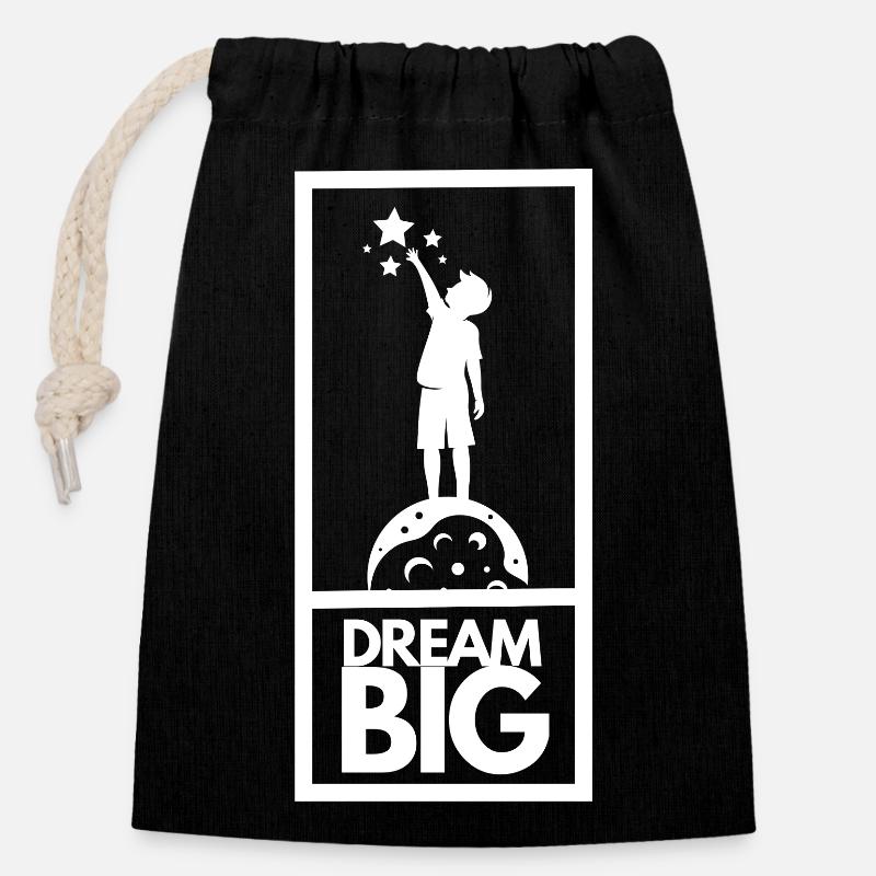 Rêvez GRAND #1 - Sac cadeau en coton avec cordon (14 x 20 cm) - noir