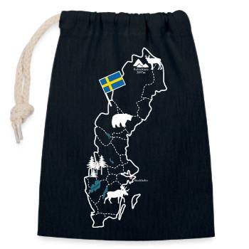 Schweden Landkarte mit Elch und Flagge - Verschließbarer Geschenkbeutel aus Baumwolle (14x20cm) - Navy - Vorne
