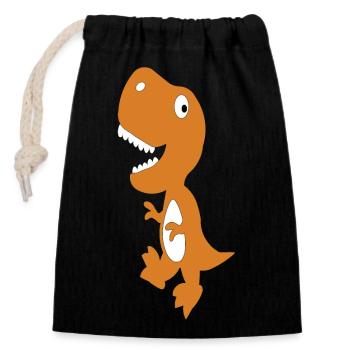 Dino Cute Orange - Closable cotton gift bag (14x20cm) - black - Front