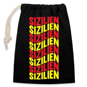 Sizilianer Sizilianisch Sizilien - Verschließbarer Geschenkbeutel aus Baumwolle (14x20cm) - Schwarz - Vorne