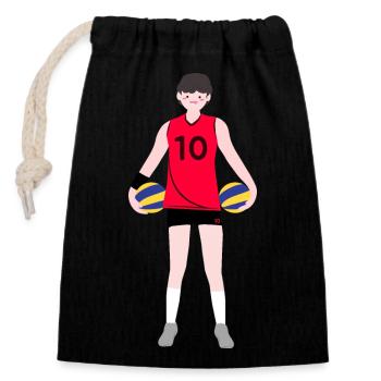 Joueuse de volley-ball - Sac cadeau en coton avec cordon (14 x 20 cm) - noir - Devant