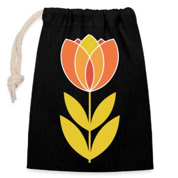 Mid-Century Tulip Flower - Closable cotton gift bag (14x20cm) - black - Front