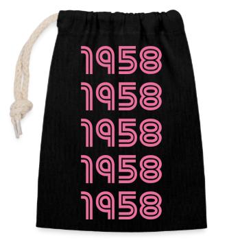 Year 1958 - Closable cotton gift bag (14x20cm) - black - Front