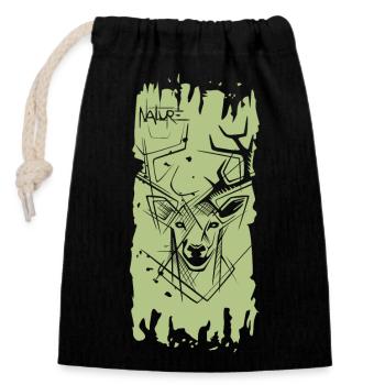 Nature Brush Reindeer Deer Moose Brush Stroke Logo - Closable cotton gift bag (14x20cm) - black - Front