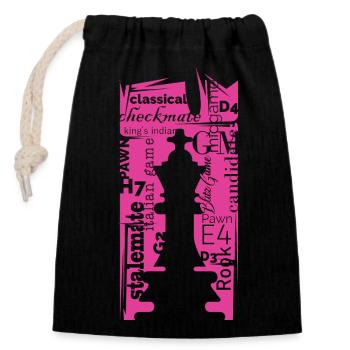 Chess King scratch pink - Chess Players Club - Closable cotton gift bag (14x20cm) - black - Front