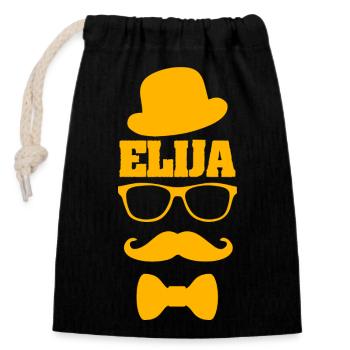 ELIJAH - Closable cotton gift bag (14x20cm) - black - Front