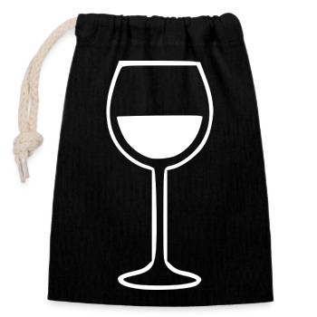 Wein Weinglas Weißwein Rotwein - Verschließbarer Geschenkbeutel aus Baumwolle (14x20cm) - Schwarz - Vorne