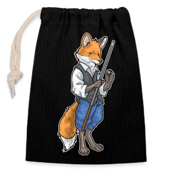 Fuchs Billiard Queue Sport - Verschließbarer Geschenkbeutel aus Baumwolle (14x20cm) - Schwarz - Vorne