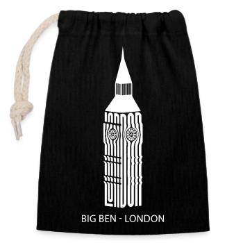 London England Capital Big Ben Londoner Tourists - Closable cotton gift bag (14x20cm) - black - Front
