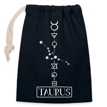 Taureau - Zodiaque du Taureau - blanc - Sac cadeau en coton avec cordon (14 x 20 cm) - bleu marine - Devant