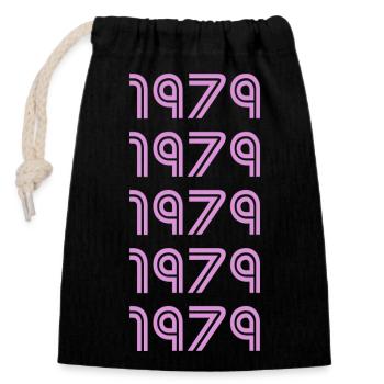 Style 1979 - Closable cotton gift bag (14x20cm) - black - Front