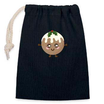 Christmas Pudding Kawaii - Christmas - Closable cotton gift bag (14x20cm) - navy - Front