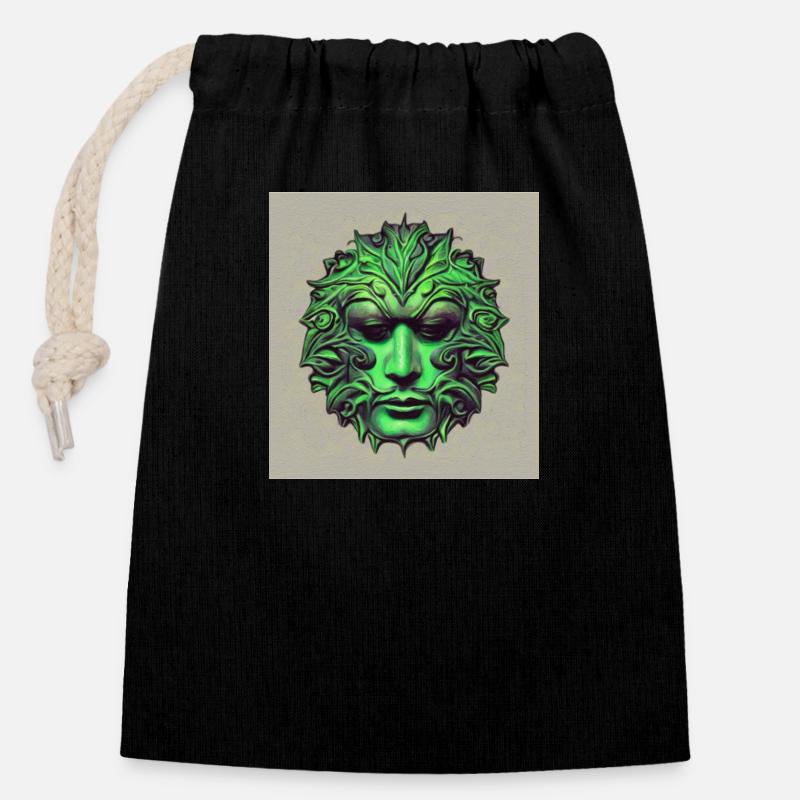 The Green Man - Closable cotton gift bag (14x20cm) - black