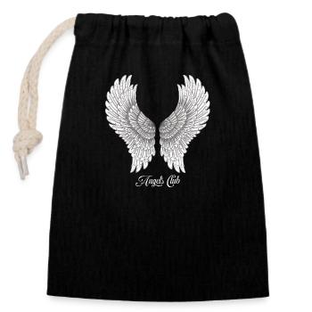 Angels Club in weiß - Verschließbarer Geschenkbeutel aus Baumwolle (14x20cm) - Schwarz - Vorne