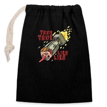 TRUE LIES - Closable cotton gift bag (14x20cm) - black - Front