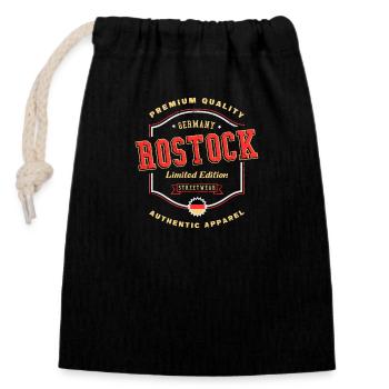 Rostock Deutschland Stadt Schrift Vintage Retro - Verschließbarer Geschenkbeutel aus Baumwolle (14x20cm) - Schwarz - Vorne