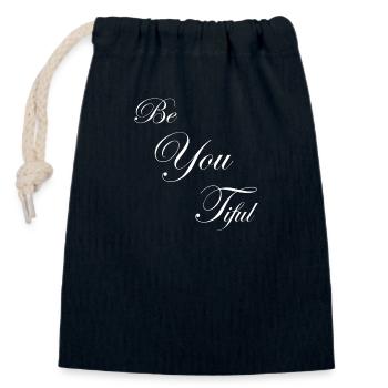 Be You Tiful - Du bist wunderschön - Verschließbarer Geschenkbeutel aus Baumwolle (14x20cm) - Navy - Vorne