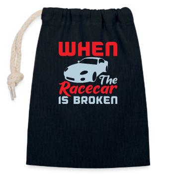 WHEN THE RACECAR IS BROKEN - Closable cotton gift bag (14x20cm) - navy - Front