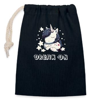 Dream on - Sac cadeau en coton avec cordon (14 x 20 cm) - bleu marine - Devant