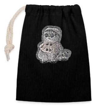 Detective spy cat with clothes elegant chic - Closable cotton gift bag (14x20cm) - black - Front