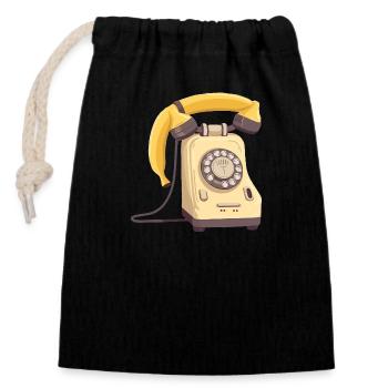 Téléphone Banana - Sac cadeau en coton avec cordon (14 x 20 cm) - noir - Devant