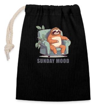 Sunday mood - Closable cotton gift bag (14x20cm) - black - Front