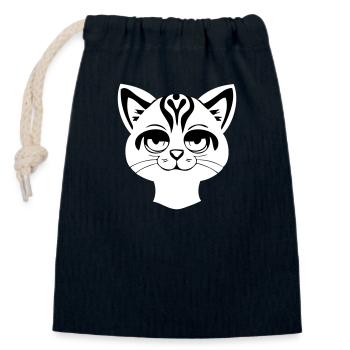 Chat défoncé dans une tige de dessin animé - Sac cadeau en coton avec cordon (14 x 20 cm) - bleu marine - Devant