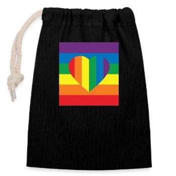 LGBT-FARBE - Verschließbarer Geschenkbeutel aus Baumwolle (14x20cm) - Schwarz - Vorne