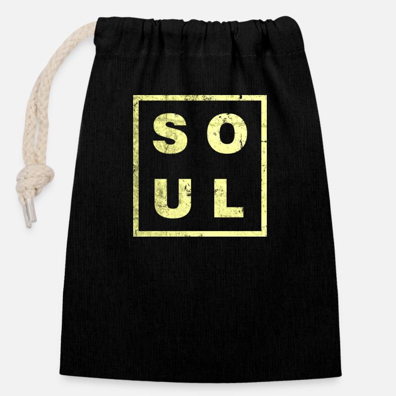 SOUL MINIMAL - Closable cotton gift bag (14x20cm) - black
