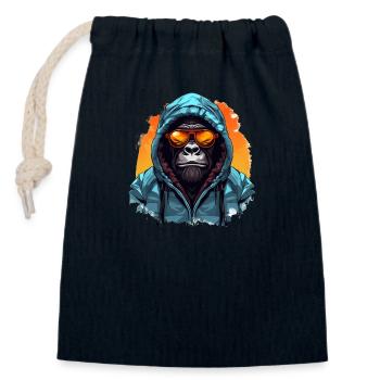 Street style mountain gorilla | Gorilla lovers - Closable cotton gift bag (14x20cm) - navy - Front