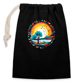 La nature colorée - Sac cadeau en coton avec cordon (14 x 20 cm) - noir - Devant
