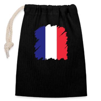 Frankreich Flagge Used Look Französische Fahne - Verschließbarer Geschenkbeutel aus Baumwolle (14x20cm) - Schwarz - Vorne