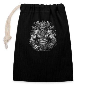 Nordic scandinavia retro viking mystical mythology - Closable cotton gift bag (14x20cm) - black - Front