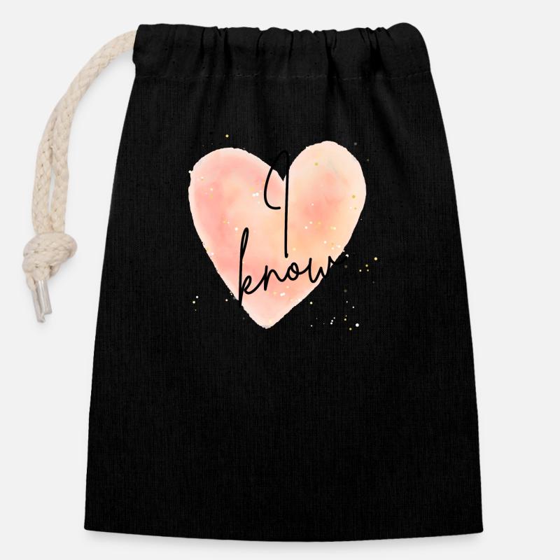 Je sais - Sac cadeau en coton avec cordon (14 x 20 cm) - noir