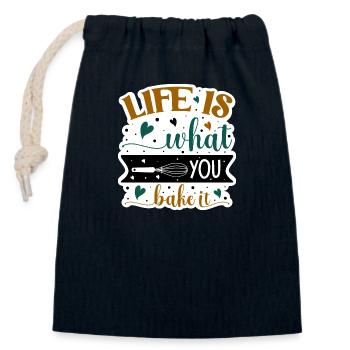 La vie est ce que vous faites cuire - Sac cadeau en coton avec cordon (14 x 20 cm) - bleu marine - Devant