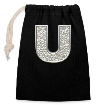 U, letter, initial, monogram, - Verschließbarer Geschenkbeutel aus Baumwolle (14x20cm) - Schwarz - Vorne